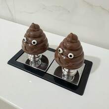 2pcs Creative Cute Funny Poop Toilet Button Decor Sticker - Bathroom Toilet Decoration - Long Nail Care - Bathroom Toilet Accessory - Multicolor - View 2