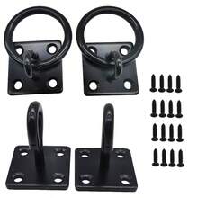 Rustic Unique Shelf Brackets X 2 Hanging Hook On Ring / Chain Black Floating - Black - View 9