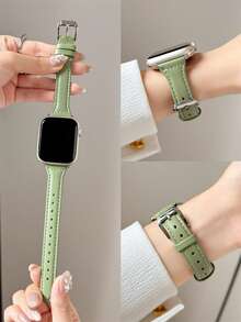Dây đeo đồng hồ PU cứng cáp, tương thích với Apple Watch 42mm, 38mm, 40mm, 41mm, 44mm, 45mm, 46mm, 49mm, dây đeo thay thế đồng hồ thông minh thời trang, phù hợp với các dòng Ultra2, Ultra SE2, SE 11, 10, 9, 8, 7, 6, 5, 4, 3, 2, 1 và nhiều dòng khác, dành cho nữ, có thể dùng làm quà tặng tựu trường cho học sinh. - màu xanh lá - Xem 7