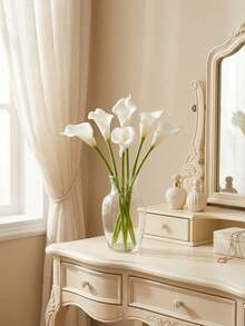 French Cream Style Calla Lily Artificial Flowers, Suitable For Home Decor, Living Room, Office, Kitchen, Wedding, Room Decoration, Wedding Accessories, Autumn Decor, Wall Decor, Tabletop Centerpiece, Wedding Centerpiece - Multicolor - View 6