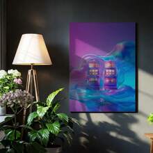 1Pc Framed Canvas Neon Slot Machine Canvas, Vaporwave Casino Wall Art, Retro Gaming Print, Colorful Abstract Decor, Futuristic Artwork For Game Room Canvas Wall Art Printed Posters, 2D Flat, Canvas Wall Art, Suitable For Wall Decoration In Living Rooms, Bedrooms, Bathrooms, Corridors And Kitchens, With Wooden Picture Frame - 有框架 - 查看 5
