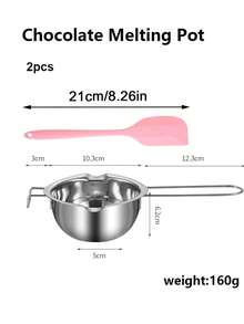 1pc Melting Bowl, Made Of SUS304 Stainless Steel, Used For Melting Chocolate, Candy, Cheese, Butter And Candle Wax, Capacity 400ml/13oz - Silver - View 8