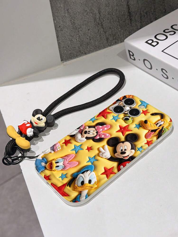 This Disney Mickey Mouse Lanyard Phone Case Is Fully Covered In TPU Material. It's Shockproof, Lightweight, And Compatible With IPhone17/16/11/13/15/15 Plus/15 Pro/15 Pro Max/12/14 Pro Max/11 Pro Max/12 Pro/12 Pro Max/13. This Phone Case Makes A Popular Birthday Gift Or Business Gift; It's Durable, Stain- And Fingerprint Resistant, And Suitable For Both Men And Women. The Set Also Includes A Mickey Mouse Phone Case And A Mickey Mouse Plush Bracelet. It's A Perfect Gift For Friends And Family. This Stylish Phone Case Is Fun, Lightweight, And Durable. IPhone17 Pro Max Phone Case, Minnie Mouse Phone Case. - trắng - Xem 5