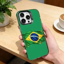 Funda para teléfono con la bandera de Brasil para los modelos 17, 16, 15, 14, 13, 12, 11 Plus, Pro Max, XS, funda de color plateado para 17Air - z2 - Ver 11