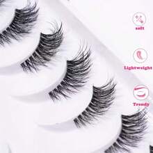 10 Pairs Elegant Feather Half-Strip Eyelashes - Provide Natural Look, Transparent Band, Curled Design, Enhance Density, Lightweight, Reusable, Easy To Wear, Suitable For Daily Wear, Dates, Parties - View 5