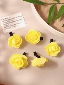 5pcs PE Foam Rose Hair Clips, Side Bangs Clamps, Bridal Wedding Updo, Daily Party Boho Style Hair Accessories - Multicolor - View 7