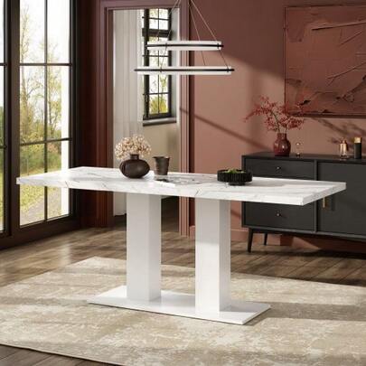 Suitable Size, 140/180*70 Cm, Suitable For 6-8 People, Right Shape, Verdickte Tischplatte, Einfachen Stil, Tisch Für Esszimmer, Küche, Wohnzimmer, White