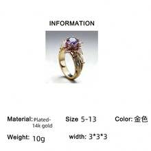 Nhẫn cưới nữ mạ vàng 14k sang trọng đính đá Cubic Zirconia tổng hợp lấp lánh, tượng trưng cho tình yêu vĩnh cửu, phù hợp để đeo hàng ngày và trong các dịp cưới hỏi, một món quà Valentine tinh tế. - Vàng - Xem 4