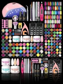 peacecolor 35 pièces Kit de manucure acrylique, comprend une lampe UV et une lime à ongles - Poudre acrylique nude transparente et rose foncé, gel de base et top coat, colle à ongles, décorations d'ongles, outils de manucure et accessoires, convient pour l'extension et la sculpture d'ongles acryliques, coffret cadeau de manucure acrylique DIY pour femmes - Multicolore - Voir 2
