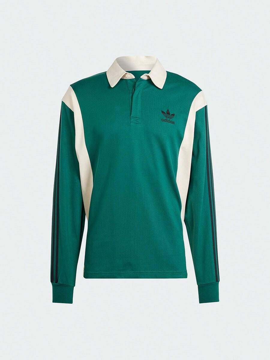 Adidas Spring/Autumn Men's Pullover Knit Sport Sweatshirt With Turn-Down Collar IU0210 - Green - View 1