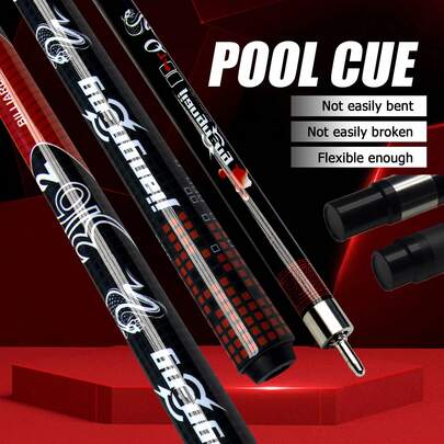 High-Quality Carbon Fiber Billiard Cue - 12.5mm Multi-Layer Tip Cue, Viper Red, 1/2 Pieces Cue, Quick Release Joint, Comfortable Grip, High Elasticity, Stainless Steel Protected Center Shaft, Black/Red, 19~21oz, Suitable For Carom, 9-Ball, Comes With Joint Protector Cap