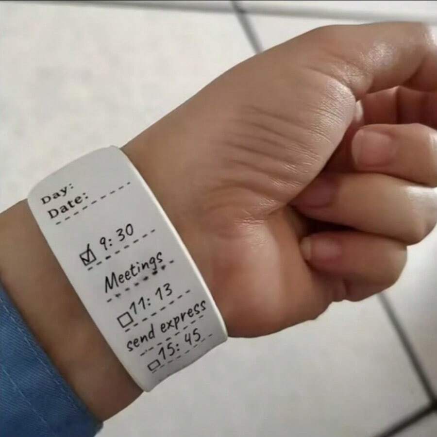 Vòng đeo tay ghi nhớ mới, chống nước, có thể xóa được, bằng silicon, có khóa cài, thước kẻ cầm tay, văn phòng phẩm sáng tạo. - 1 gói - Xem 1