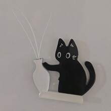 1件可愛貓咪壓克力冰箱磁鐵貼紙，高品質可愛設計，貓鬍鬚可插入白色花瓶，適合居家、廚房裝飾與節日禮物，貓咪用品、寵物紀念品、宿舍裝飾、廚房必需品、房間與辦公室 - 均碼 - 查看 3