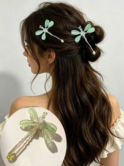 1pc Women's Dragonfly Hair Clip, Fresh And Versatile Dragonfly Hair Accessory