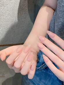 10 Móng Tay Giả Hình Hạnh Nhân, Kích Cỡ XS/Trung Bình Dài, Màu Nude Đơn Giản, Móng Dán Dài, Che Phủ Toàn Bộ, Làm Thủ Công, Thích Hợp Cho Phụ Nữ và Bé Gái, Bộ Dụng Cụ Làm Móng, Lựa Chọn Lãng Mạn! - Bụi hồng - Xem 1