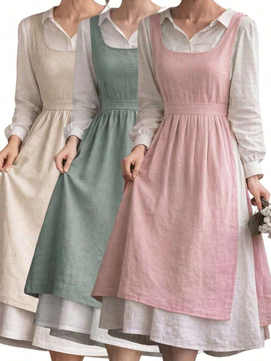 1pc Minimalist French Retro Artistic Style Apron, Suitable For Florists And Baristas, All-Season, Can Be Used For Home Kitchen, Outdoor Camping And Picnics. - Nhiều màu 2 - Xem 1
