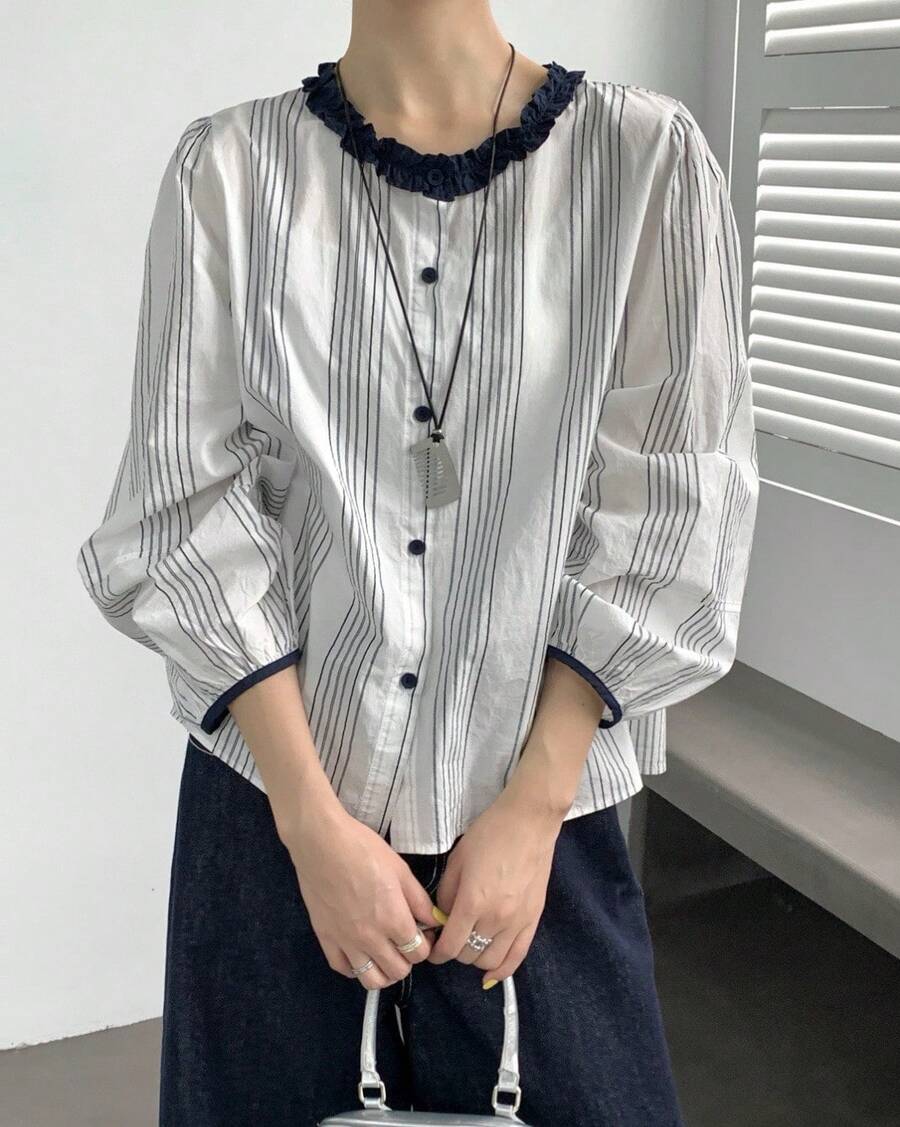 Women Blouses & Shirts - Stripe - View 1