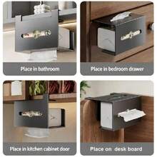 粘性纸巾盒架，浴室悬挂式面巾纸分配器，无需钻孔 - 彩色 - 查看 5