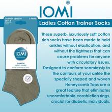 IOMI - 9 Pair Multipack Ladies Diabetic Trainer Socks Loose Fitting Non Binding Ankle Socks - Black - View 2