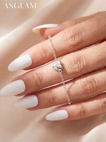 1 chiếc vòng tay hình trái tim tối giản, vòng tay dây mảnh bằng bạc 925, trang sức tinh tế, quà tặng tình bạn dành cho chị em gái. - yêu - Xem 4