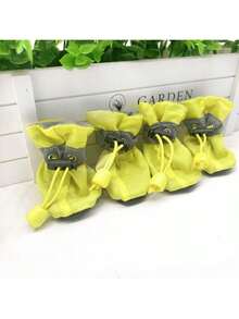 4pcs/Set Waterproof Pet Dog Shoes Anti-Slip Rain Boots For Small Dogs Chihuahua Puppy Kitten - Yellow - View 25