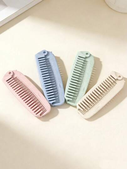 4 chiếc lược/cọ trang điểm gấp gọn bằng rơm lúa mì: Nhỏ gọn, dùng được cho cả nam và nữ - Vật dụng thiết yếu khi đi du lịch