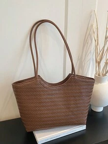 Large Capacity Handbag For Women, New Arrival Minimalist Commuter Shoulder Tote Bag - Coffee - View 5