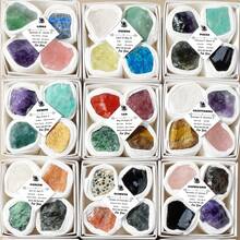 1box 12 Constellation Crystal Energy Gift Set, Raw Stone Crystals & Chakra Quartz Amulets For Reiki Healing, Divination & Home Decoration - Twelve Constellations Stone Box - View 4