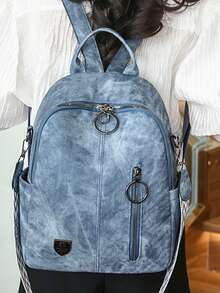 Women's Vintage Soft Leather Backpack, Multi-Pocket Casual Daypack With Adjustable Strap, Fashion Anti-Theft Shoulder Bag For Daily Commute Travel Shopping, Versatile Convertible Crossbody Backpack For Ladies - Multicolor - View 6