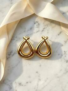 1 Pair Elegant Teardrop Stud Earrings, Suitable For Daily Wear Or As A Holiday Gift - Multicolor - View 5