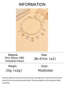 2pcs Summer Sweet Ocean Style Starfish & Shell Beaded Alloy Ocean Creature Pendant Necklace Set, Suitable For Beach, Vacation, Party Wear, Versatile Necklace For Girls - Multicolor - View 5