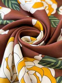 1pc Paisley Pattern Printed Faux Silk Bandana, Men's Versatile Neck Scarf, Headwrap, Sun Protection - Brown - View 4