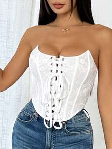 Áo hai dây crop top màu trắng gợi cảm, buộc dây - Phù hợp cho trang phục thường ngày phong cách đường phố. - trắng - Xem 5