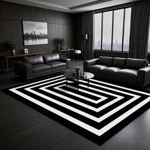 Imitation Cashmere Black - White Geometric Pattern, Minimalist Composition - Style Digital Printed Carpet, Comfortable & Beautiful, Versatile Decoration, Living Room, Sofa Mat, Door Mat, Bedroom, Outdoor Use, Shopping Malls, Cafes, Machine Washable - 多色 - 查看 11