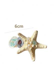 1pc Starfish & Shell Hair Clip, Beachy Vibe Photo Prop Side Clip, Sweet Hair Accessory For Girls - Multicolor - View 2