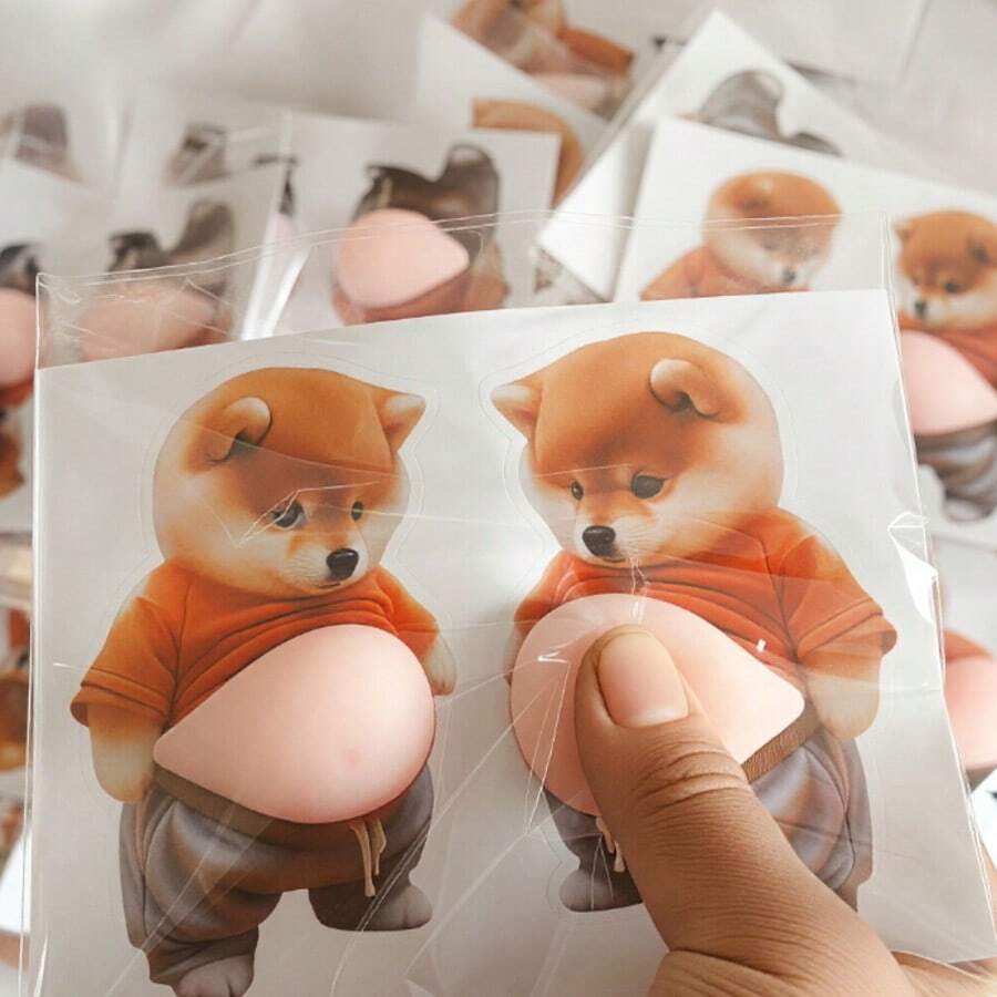 1pc Unique Soft Corgi Dog Squishable Sticker, Novelty Sticker Suitable For Home Decor, Collection, Car And Party, Ideal Birthday And Holiday Gift