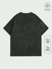 1Pcs,2026,EWH Vintage Washed Rock Tee|      Band Skull Print, Alternative Metal Fans Short - Sleeve,Cheap Clothes,Shirts Graphic,T Shirt Men DG004summer Outfits For Women - 黑色 4 - 查看 2