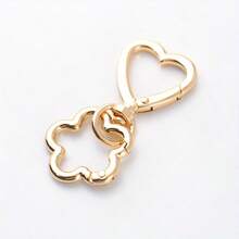 Heart Flower Clasp Ring And Flower Spring Ring, Rotating Hook, Dog Clip, Suitable For DIY, Jewelry Metal Keychain Metal Spring Clip, Convenient Keychain, Detachable Handbag Strap Connector - Multicolor - View 6