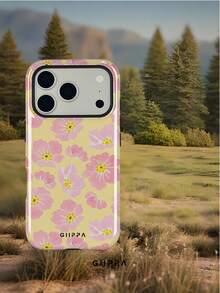 Una elegante funda para teléfono que no incluye cordón ni soporte. Funda para teléfono 17 Pro con diseño floral rosa y base amarilla suave, compatible con Phone 16 Pro, 15 Pro, 14 Pro. Funda para teléfono coreana elegante e interesante, compatible con 11/12/13/14/15/75 Pro Plus. Diseño elegante adecuado tanto para hombres como para mujeres. Regalo para novia en Navidad, Día de San Valentín, Pascua, temporada de bodas y cumpleaños. - Multicolor - Ver 3