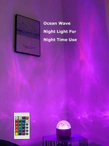 1pc Bedroom Night Light Projector, Star Sky Aurora Ocean Wave Projector, RGB 16 Colors Remote Control Ceiling Projector, Suitable For Bedroom, Game Room, Home Theater, Halloween Decor/Room Decor/Home Decor/Party Decor/Wall Decor Light - Multicolor With Remote - View 13