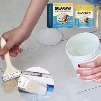 JUE FISH Transparent Waterproof Sealant, Invisible Waterproof And Leak-Proof, Wear-Resistant And Heat-Resistant, Multi-Purpose Leak Repair Glue For Kitchen, Bathroom, Balcony, Exterior Wall