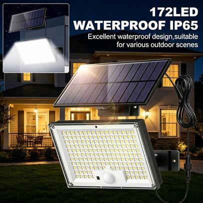 Đèn an ninh cảm biến chuyển động năng lượng mặt trời có thể tháo rời, đèn tường ngoài trời sạc lại được cho nhà để xe, sân vườn, hiên nhà, chiếu sáng ngoại thất.