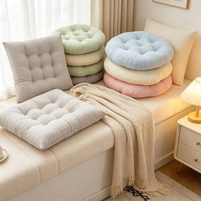 1 chiếc đệm ghế mềm mại và thoáng khí, màu trơn - Đệm ngồi vuông đa năng, phù hợp cho văn phòng, nhà ở và phòng ăn, thoải mái cho ghế văn phòng, ghế chơi game, có các màu xanh dương, hồng và xám.