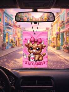 4pcs/Set Highland Cow Car Fragrance Hanging Decor, Can Be Hung On Rearview Mirror, Cute Car Interior Decoration, Fashionable Rearview Mirror Pendant, Car Accessories For Women And Girls, Fragrance Decor, Sweet Gift For Friends And Girlfriends - Multicolor - View 8