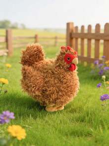 1 pieza Muñeco de peluche de gallina linda de 25cm/9.84in, muñeco de pollo de peluche súper suave y esponjoso, muñeco de peluche de animal de granja realista y adorable, regalo perfecto de cumpleaños, Navidad y Pascua para niños, decoración acogedora para el hogar, la guardería y el sofá, compañero lindo para los amantes de los animales - Marrón - Ver 3
