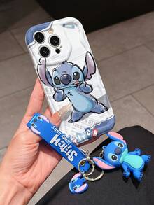 Disney Has Authorized, Phone Case - Chain Set, The Stitch Lilo & Stitch Phone Case Plus A Silicone 3D Or Fluffy Style Stitch Bracelet With Metallic Ring Removable Bracelet, Stitch And Angel Pattern, Compatible With Iphone 17/16/15/14/13/12/11/XS/XR/X Plus Pro Max, Wavy Design Phone Case For Girl, A Stylish Cartoon Summer Phone Case, The Perfect Gift Choice, Phone Protection, Durable Phone Cover, Great Gift For Friends And Family - 白色款式A - 查看 2