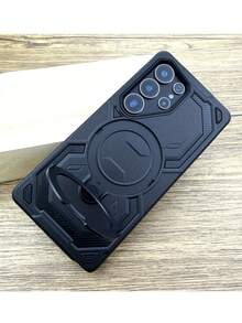 豪华防震装甲混合材质360度旋转磁吸支架手机壳，兼容三星Galaxy S26 Ultra S25 Ultra S24 S23 Ultra S22 Ultra无线充电保护套 - 黑色 - 查看 2