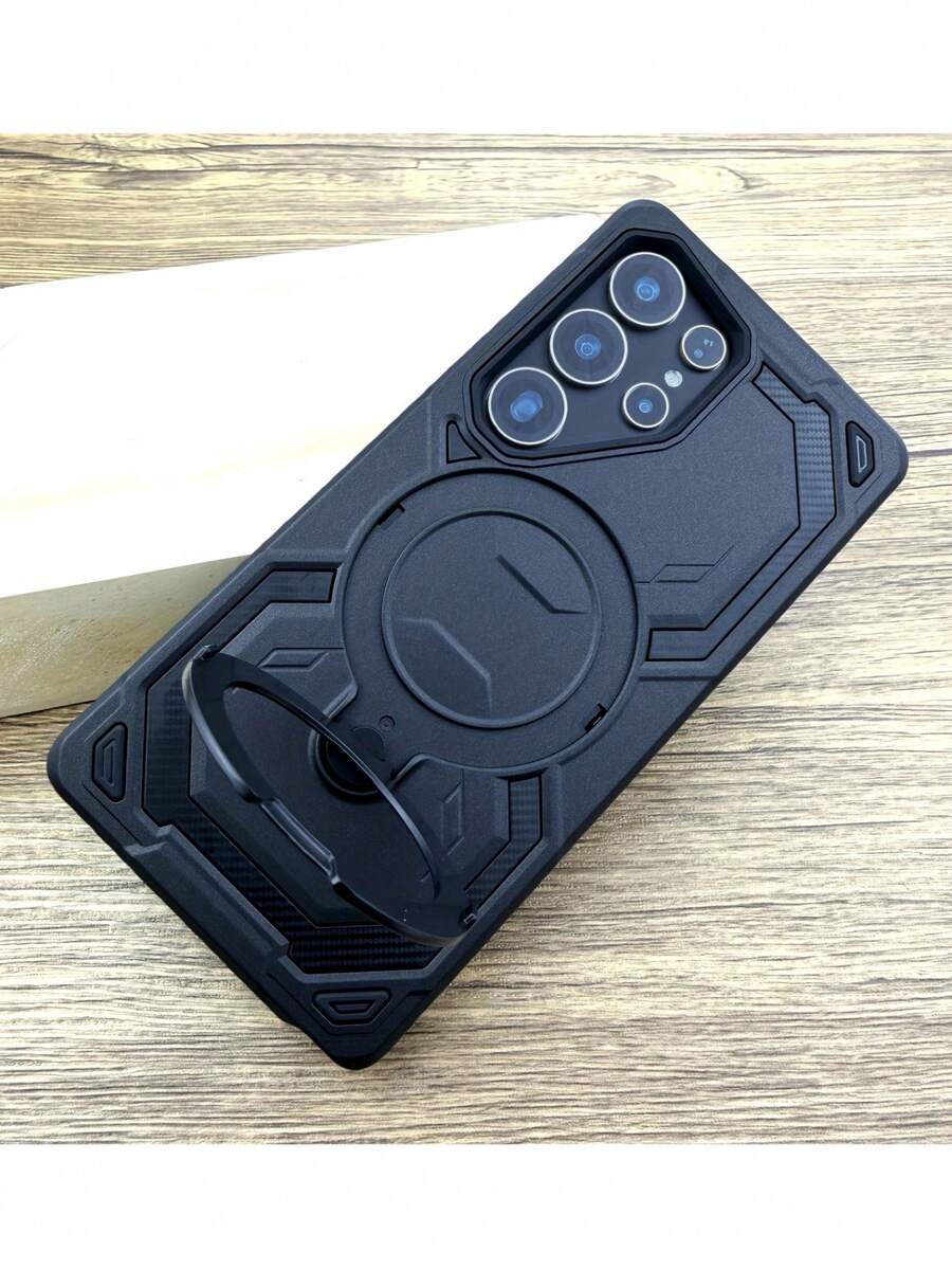 豪华防震装甲混合材质360度旋转磁吸支架手机壳，兼容三星Galaxy S26 Ultra S25 Ultra S24 S23 Ultra S22 Ultra无线充电保护套