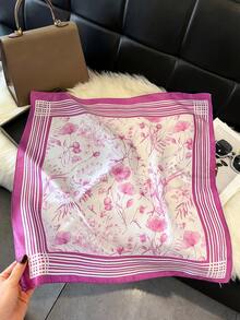 1条丝滑质感印花27.6英寸方巾，休闲街头时尚头巾，可作发带、颈巾、户外防晒配饰、沙滩罩衫等。 - 紫丁香色 - 查看 2