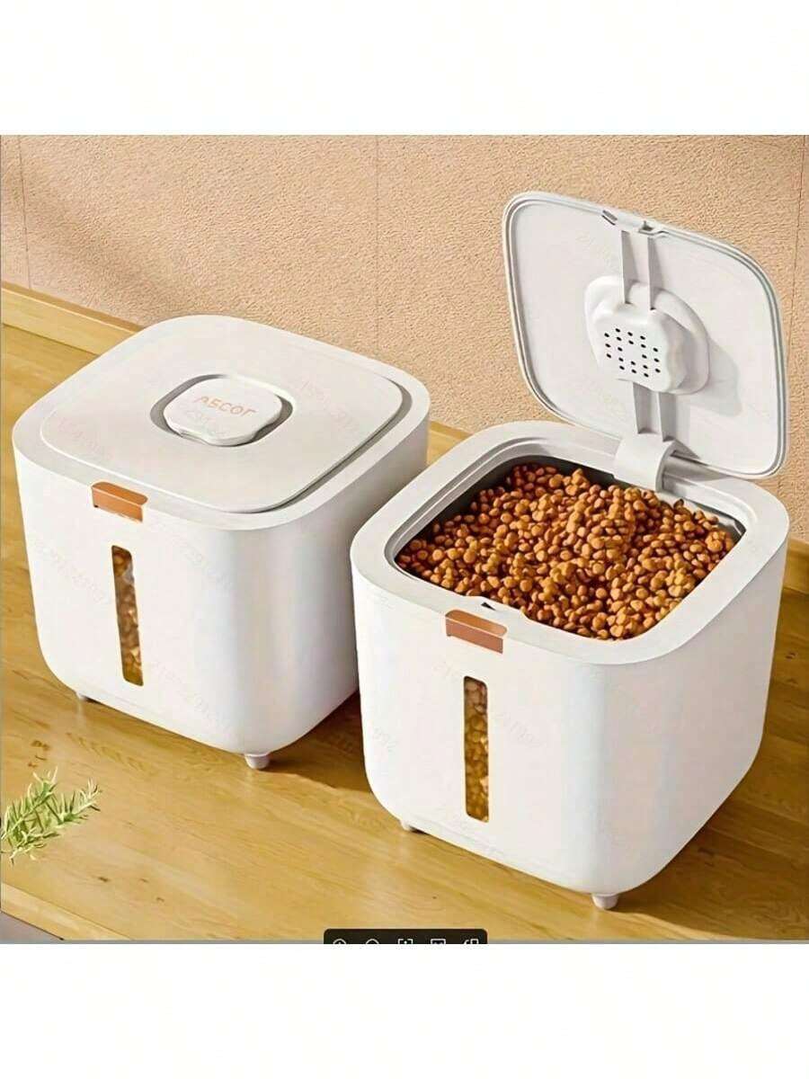 Tempat Penyimpanan Makanan Hewan Peliharaan Kedap Udara dan Tahan Lembap, Tutup Tekan, Jendela Transparan dan Desain Pengeringan, Wadah Tertutup Kapasitas Besar, Tempat Penyimpanan Makanan Kering Kucing dan Anjing Anti Hama, Stoples Penyimpanan Beras dan Barang Kering Multifungsi untuk Rumah Tangga - Kapasitas besar - View 1